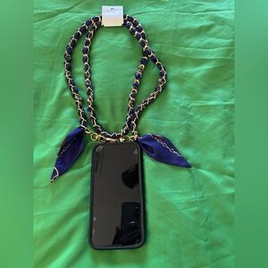 Navy Chain-Link Scarf Phone lanyard 25 inches 
Crossbody